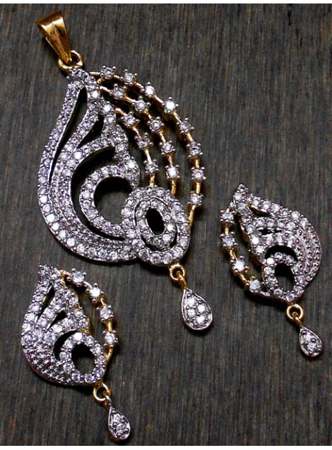 CZ Pendant With Earrings